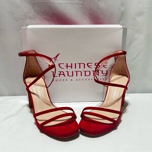 Red Strappy Block Heel Chinese laundry heel